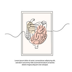 One line human digestive system poster drawing vector