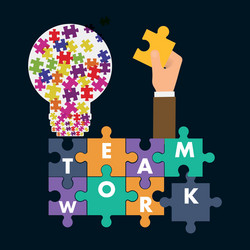 Puzzle hand teamwork support design vector