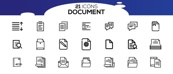 Simple set of document line icon vector