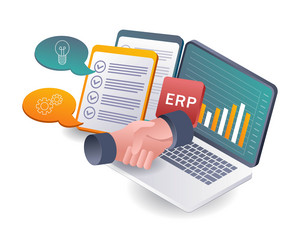 collaborating on erp system integration vector image