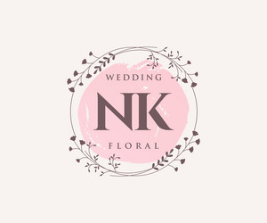Nk initials letter wedding monogram logos Vector Image