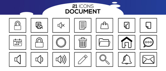 Simple set of document line icon vector