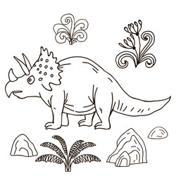 Cute Dinosaur Doodle Vector Image