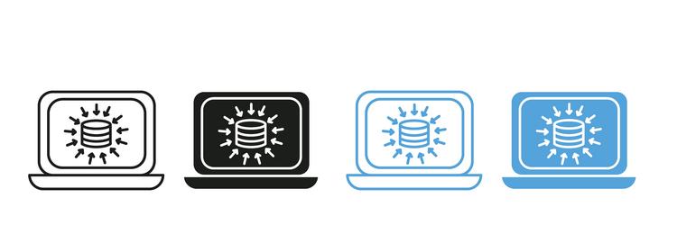 server data aggregation icons for cloud computing vector image
