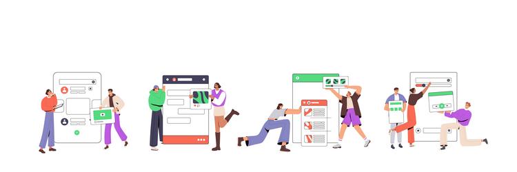 ux ui designers concept set people create design vector image