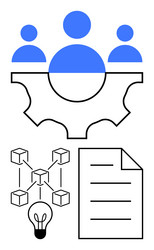 collaborative teamwork with innovation blockchain vector image
