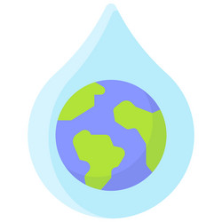 Earth in water drop icon day related vector