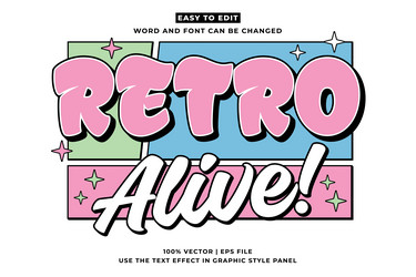 Retro Text Effect - Editable Style vector image