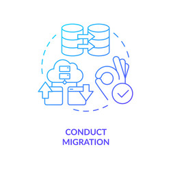 Conduct migration blue gradient concept icon vector