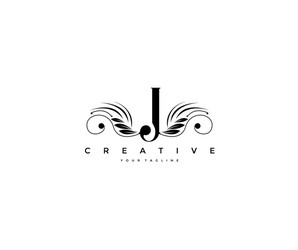 J letter floral elegant graceful ornament logo vector