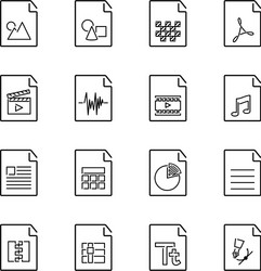 set basic file extension icon with visual vector