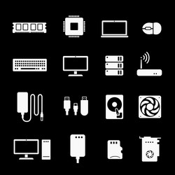 Computer Hardware Icons - CPU, RAM, & Components vector image