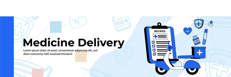 Medicine delivery web banner design a vector