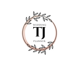 Tj initials letter wedding monogram logos Vector Image
