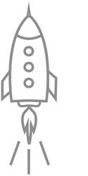 Black and white hand drawn sketch style rocket vector