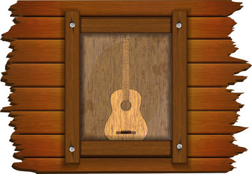 guitar image on a wooden board in frame uno vector