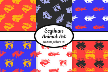 Seamless patterns with ancient scythian art vector