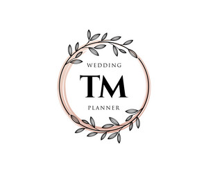 Tm initials letter wedding monogram logos Vector Image
