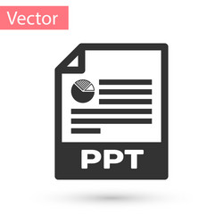 Grey ppt file document icon download button vector