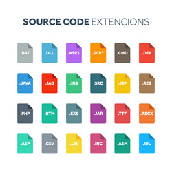 Flat style icon set source code programming file vector