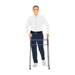 man using a walking frame for support and mobility vector image