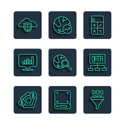 set line financial growth server binary code vector image