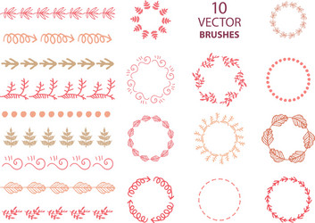 set of 10 floral abstract brushes vector