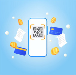 Qr code scanning via mobile phone with bill vector