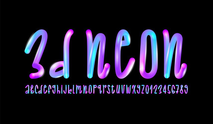 3d flexible neon font tubular alphabet bright vector