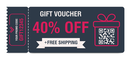 Discount coupon 40 percent off gift voucher vector