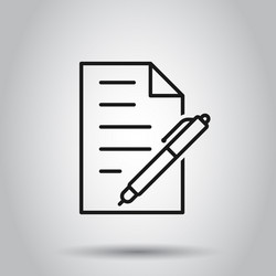document with pen icon in flat style notepad vector image