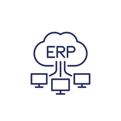 erp software solutions line icon with a cloud vector image