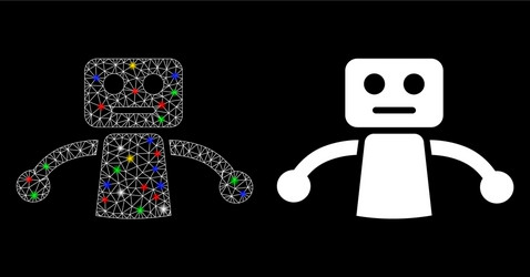 flare mesh network robot icon with spots vector image