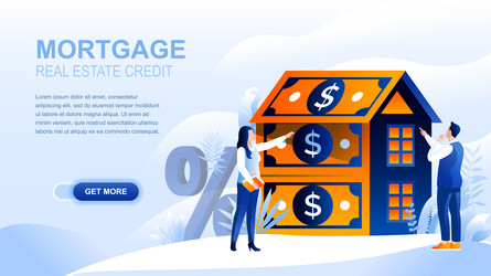 mortgage flat landing page with header banner vector