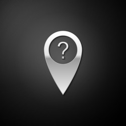 Silver map pointer with question symbol icon vector