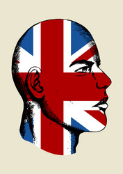 sketch of a face with united kingdom insignia vector