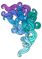 Background with wave line curls color striped vector