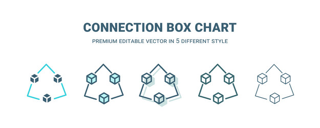 Connection box chart icon in 5 different style vector