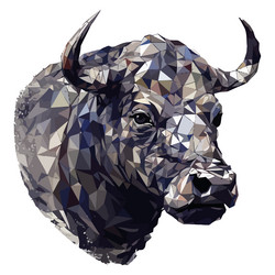 Horned bull symbol on geometric design vector