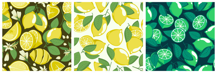 lemon branches pattern seamless print with floral vector image