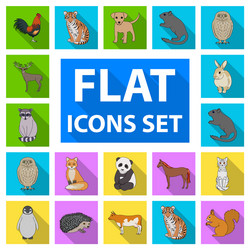 realistic animals flat icons in set collection vector