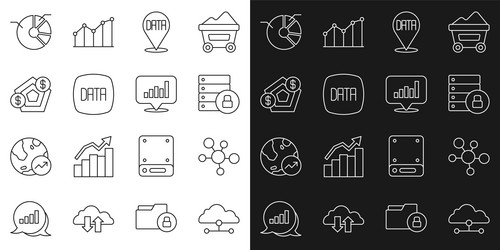 Set line network cloud connection mind map vector