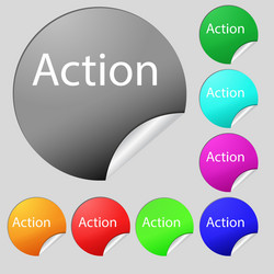 Action sign icon motivation button with arrow set vector