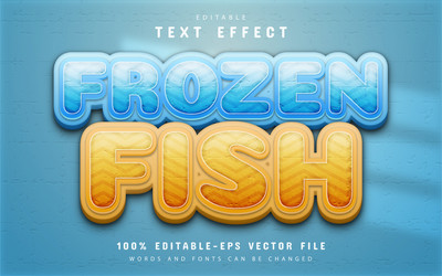 Frozen fish text effect editable vector