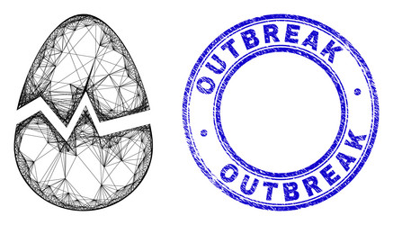 grunge outbreak seal and linear irregular mesh vector image