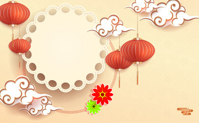 Light beige design with round frame hanging vector