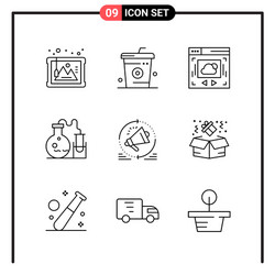 set 9 line style icons for web and mobile vector image