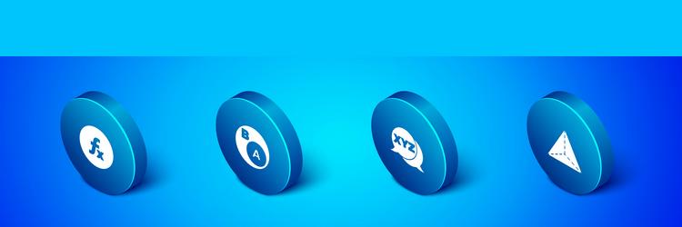 set isometric function mathematical symbol xyz vector image