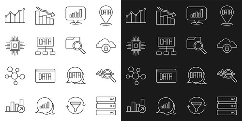 set line server search data analysis cloud vector image