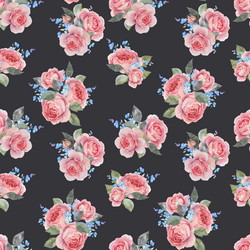 Watercolor rose floral pattern vector